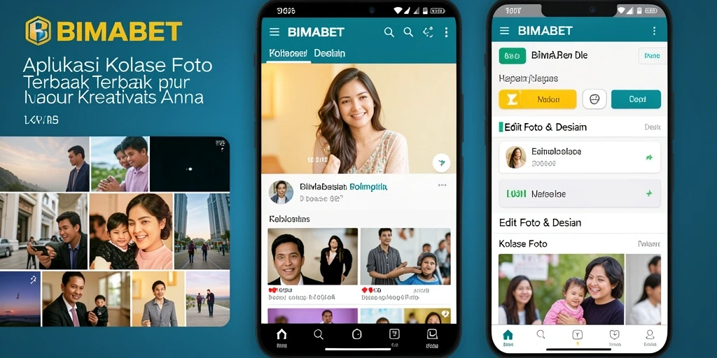 Tampilan antarmuka BIMABET saat mengedit kolase foto.