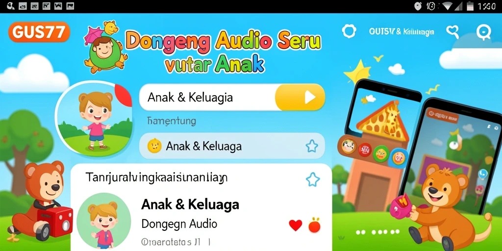 Antarmuka GUS77 yang ramah anak dengan koleksi dongeng audio.