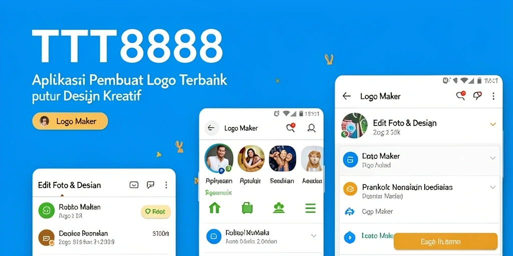 Screenshot antarmuka aplikasi TTT888 yang menampilkan fitur Logo Maker.